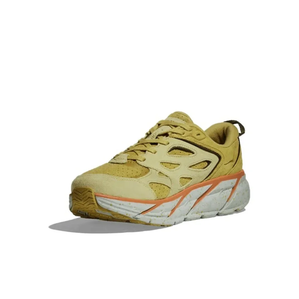 Hoka One One  Clifton L Suede Mens Size 11 Running Shoes Golden Lichen Yellow